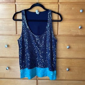 J.Crew dressy tank blouse sequined color block medium